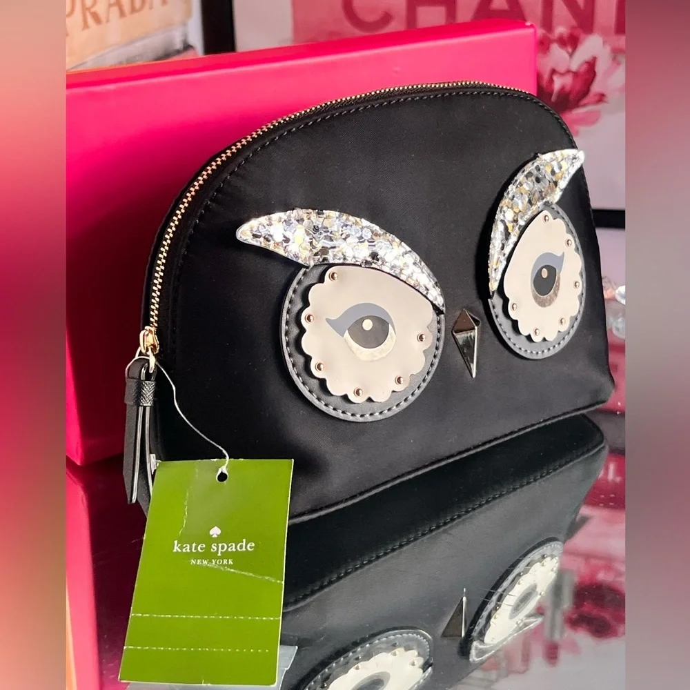 Kate Spade New York Owl NWT Small Marcy Nylon Cosmetic Baglll Ll lip